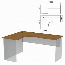 Стол компактный ЧАСТЬ 1 "Арго", 1600х1200х760 мм, левый, орех - Фото предпросмотра