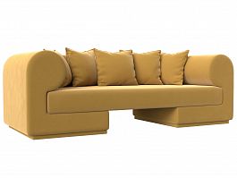 Прямой диван Кипр (полностью микровельвет желтый) - Фото предпросмотра