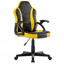 Кресло компьютерное BRABIX "Shark GM-203", экокожа, черное/желтое, 532514 - Фото предпросмотра