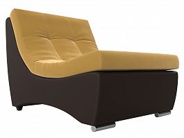 Модуль Монреаль кресло (основа микровельвет желтый, компаньон экокожа коричневая) - Фото предпросмотра