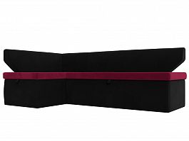 Кухонный угловой диван Омура левый (основа микровельвет бордовый, компаньон микровельвет черный) - Фото предпросмотра