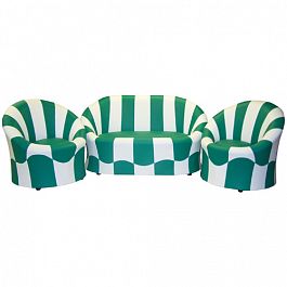 Комплект мягкой игровой мебели «Ромашка» Зелено-белый - Фото предпросмотра
