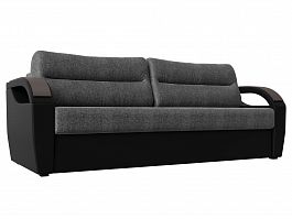 Прямой диван Форсайт (основа рогожка серая, компаньон экокожа черная) - Фото предпросмотра