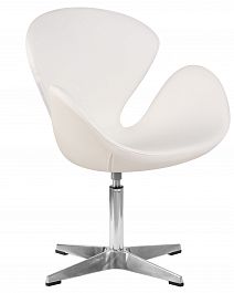 Кресло дизайнерское DOBRIN SWAN (белый кожзам P23, алюминиевое основание) - Фото предпросмотра