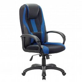 Кресло компьютерное BRABIX PREMIUM "Rapid GM-102", НАГРУЗКА 180 кг, экокожа/ткань, черное/синее, 532106 - Фото предпросмотра