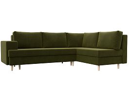 Угловой диван Сильвана правый (полностью микровельвет зеленый) - Фото предпросмотра