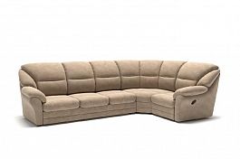 San-Remo угловой диван-кровать с реклайнером велюр бежевый - Фото предпросмотра