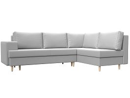 Угловой диван Сильвана правый (полностью экокожа белая) - Фото предпросмотра