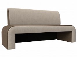 Кухонный прямой диван Кармен (основа рогожка коричневая, компаньон рогожка бежевая) - Фото предпросмотра