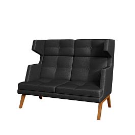 Двухместный диван с высокой спинкой Artis 140x94x117 чёрный - Фото предпросмотра