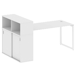 Metal System Quattro Стол письменный с шкафом-купе на О-образном м/к 40БО.РС-СШК-3.4 Т Белый/Белый металл 2010*1120*1098 - Фото предпросмотра
