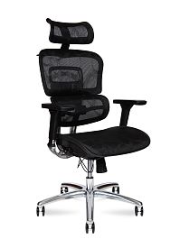 Кресло офисное / Kron aluminium black / черный пластик / черная сетка / алюминевая база - Фото предпросмотра