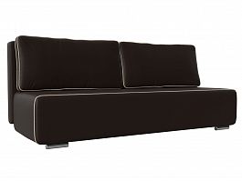 Прямой диван Уно (основа экокожа коричневая, кант экокожа бежевая) - Фото предпросмотра