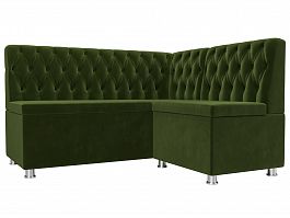 Кухонный угловой диван Мирта правый (полностью микровельвет зеленый) - Фото предпросмотра