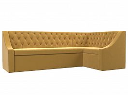 Кухонный угловой диван Мерлин правый (полностью микровельвет желтый) - Фото предпросмотра