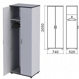 Шкаф для одежды "Монолит", 740х520х2050 мм, цвет серый, ШМ50.11 - Фото предпросмотра
