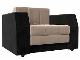 Кресло-кровать Атлантида (основа велюр бежевый, компаньон велюр черный) - Фото предпросмотра
