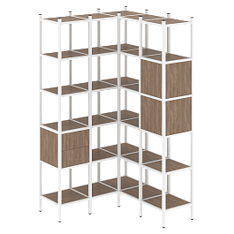 Loft Угловой внутренний стеллаж наборный VR.L-34 Дуб аризона/Белый металл 1278*1278*2280 - Фото предпросмотра