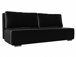 Прямой диван Уно (основа экокожа черная, кант экокожа белая) - Фото предпросмотра
