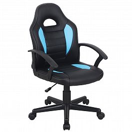 Кресло компьютерное BRABIX "Spark GM-201", экокожа, черное/голубое, 532505 - Фото предпросмотра