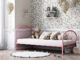 Кровать односпальная "Эвора" розовый - Фото предпросмотра