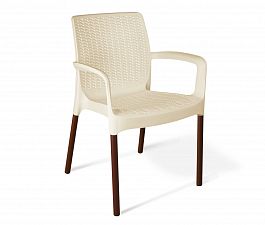 Плетеный стул SHT-S68 бежевый платиковый бежевый/коричневый муар - Фото предпросмотра