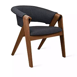 Кресло Lars, дуб натуральный лак коричневый, рогожка, серый - Фото предпросмотра