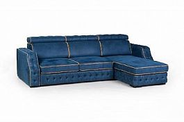Portofino угловой диван-кровать замша синий - Фото предпросмотра
