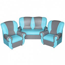 Комплект мягкой игровой мебели на хромированных ножках «Добрый Гном» голубо-серый - Фото предпросмотра