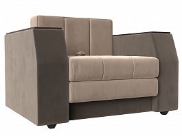 Кресло-кровать Атлантида (основа велюр бежевый, компаньон велюр коричневый) - Фото предпросмотра