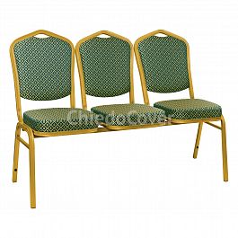 Секция из 3 стульев Хит - золото, ромб зеленый - Фото предпросмотра