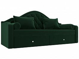 Прямой диван софа Сойер (полностью велюр зеленый) - Фото предпросмотра