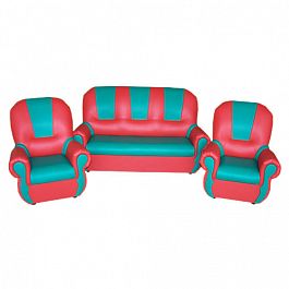 Комплект мягкой игровой мебели на хромированных ножках «Добрый Гном» красно-зеленый - Фото предпросмотра