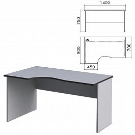 Стол письменный эргономичный "Монолит", 1400х900х750 мм, левый, цвет серый, СМ5.11 - Фото предпросмотра