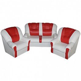Комплект мягкой игровой мебели «Пузатик» бело-красный - Фото предпросмотра