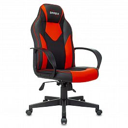 Кресло компьютерное BRABIX "Game GM-017", экокожа/ткань, черное/красное, 532642, GM-017_532642 - Фото предпросмотра