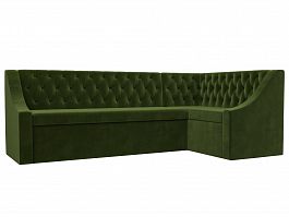 Кухонный угловой диван Мерлин правый (полностью микровельвет зеленый) - Фото предпросмотра