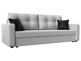 Прямой диван Ливерпуль Лайт (полностью экокожа белая, подушки экокожа БЕЛ/черн) - Фото предпросмотра