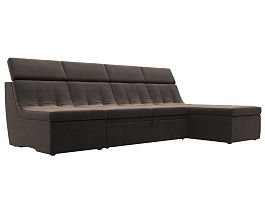 Угловой модульный диван Холидей Люкс (полностью велюр коричневый) - Фото предпросмотра