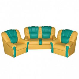 Комплект мягкой игровой мебели «Пузатик» желто-зеленый - Фото предпросмотра