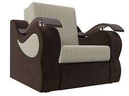 Кресло-кровать Меркурий 80 (основа рогожка Корфу 02, компаньон микровельвет коричневый) - Фото предпросмотра