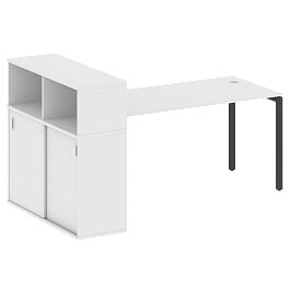 Metal System Quattro Стол письменный с шкафом-купе на П-образном м/к 40БП.РС-СШК-3.4 Т Белый/Антрацит металл 2010*1120*1098 - Фото предпросмотра