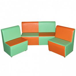 Комплект мягкой мебели «Сатурн» оранжево-салатовый - Фото предпросмотра