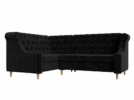Угловой диван Бронкс левый (полностью велюр черный) - Фото предпросмотра
