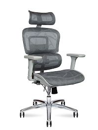 Кресло офисное / Kron grey / серый пластик / серая сетка - Фото предпросмотра