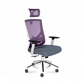 Кресло Гарда SL / белый пластик / вишневая сетка / серая сидушка - Фото предпросмотра