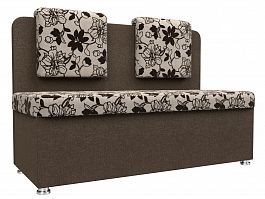 Кухонный прямой диван Маккон 2-х местный (основа рогожка бежевая, компаньон рогожка коричневая) - Фото предпросмотра