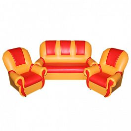 Комплект мягкой игровой мебели «Добрый Гном «ЛЮКС» желто-красный - Фото предпросмотра