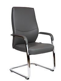 Кресло офисное / Davos CF Grey / алюминиевая  база / серая экокожа - Фото предпросмотра