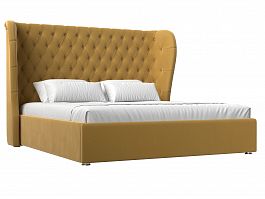 Интерьерная кровать Далия 160 (полностью микровельвет желтый) - Фото предпросмотра